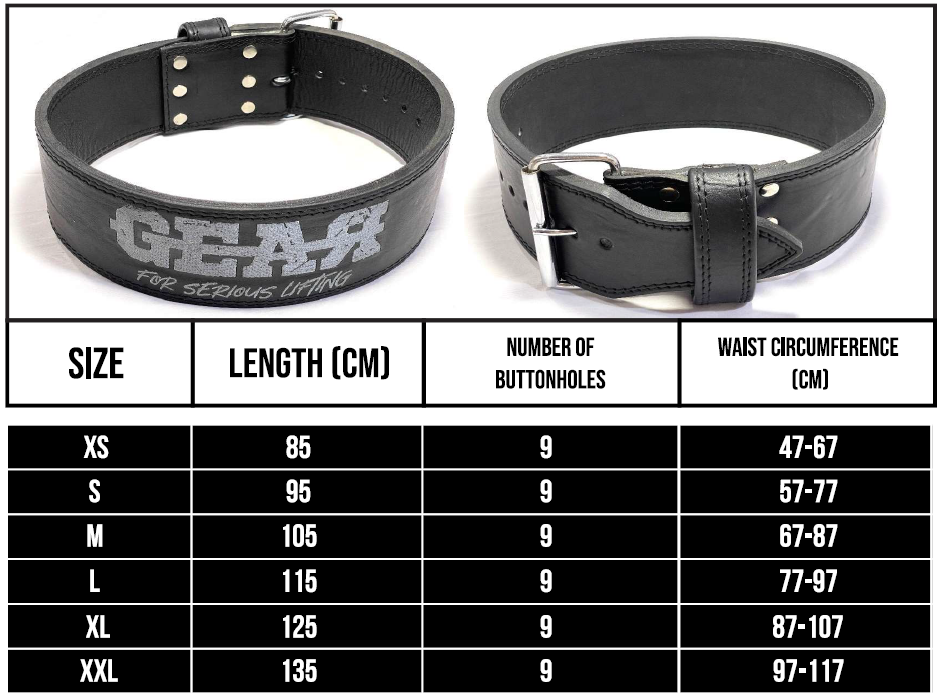 Kokotaulukko: HARDCORE BELT - GEAR ™