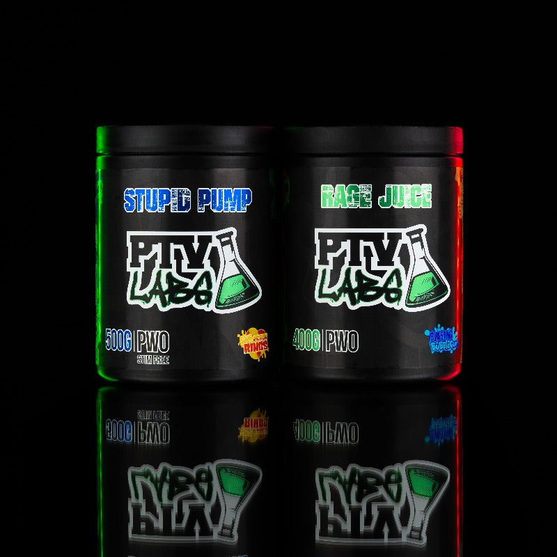 PWO preworkout lisäravinteet tummaa taustaa vasten.